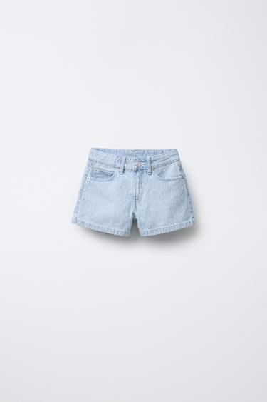 Zara RIPPED DENIM SHORTS - Light blue - Image 0