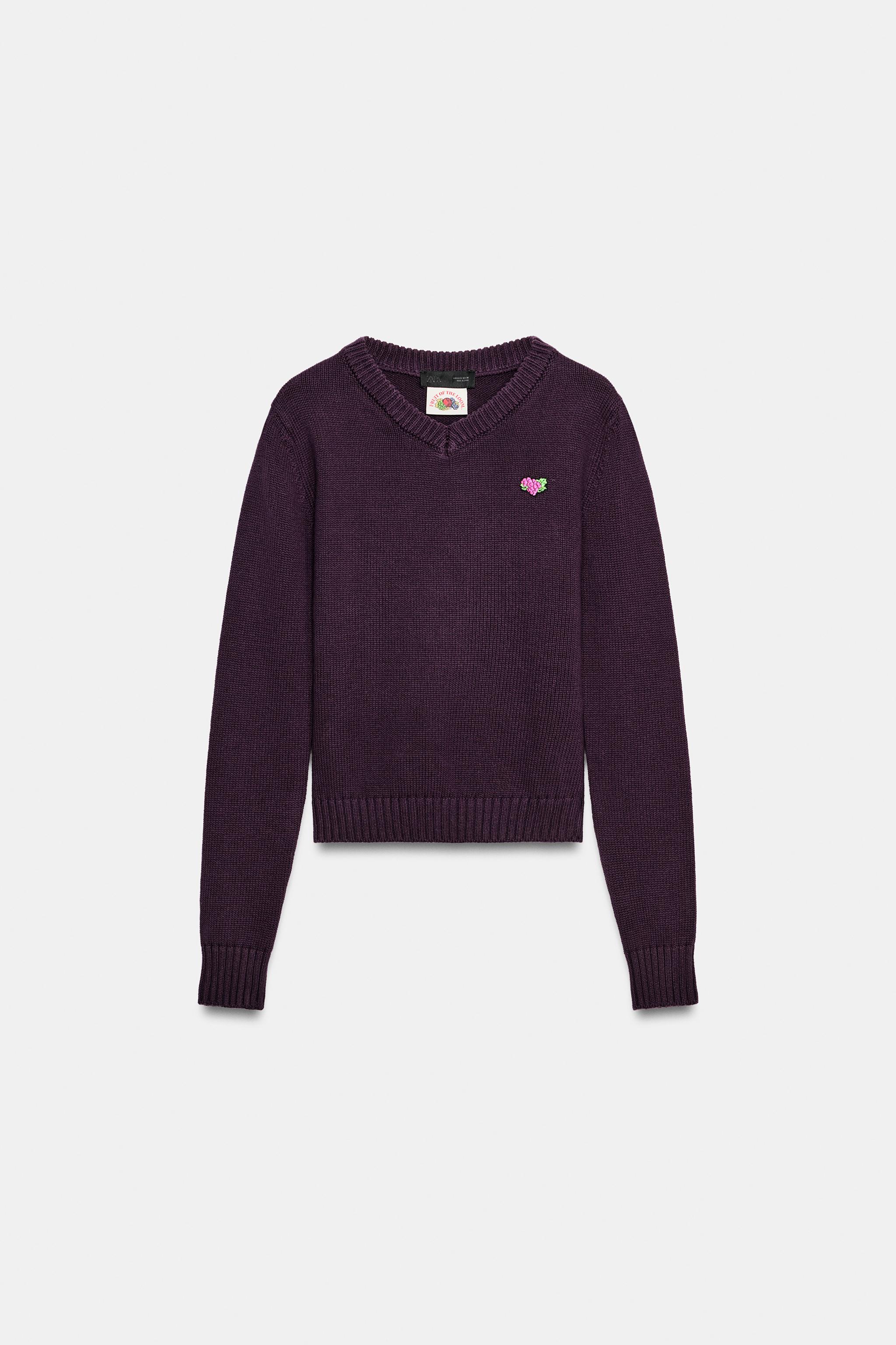 Zara FRUIT OF THE LOOM™ V YAKA TRİKO KAZAK görsel 3