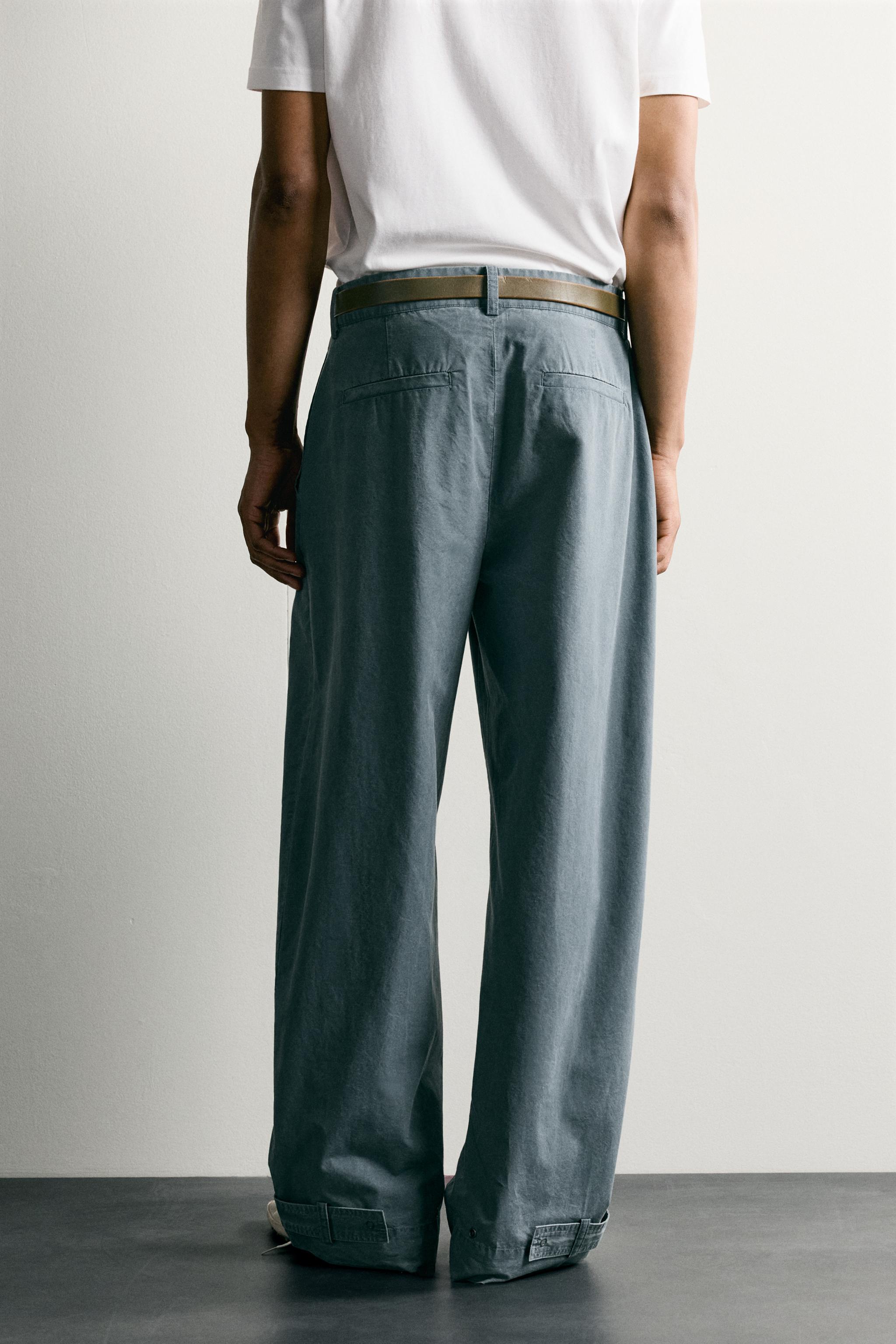 Мужские брюки Zara WASHED RELAXED FIT PANTS WITH TABS — фото 3