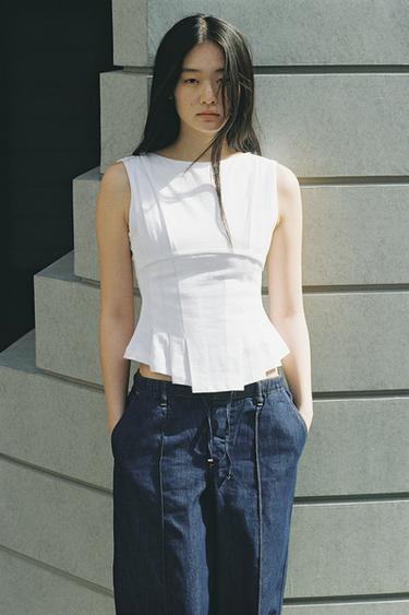 アシンメトリーTシャツホワイトZaraのアシンメトリーTシャツ - ホワイト 