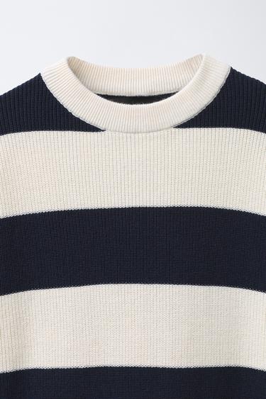 BASIC KNIT SWEATER - Ecru / Navy by Zara - Image 2