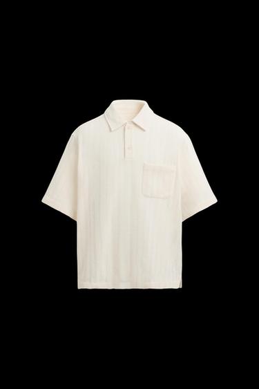 Zara TEXTURED KNIT POLO SHIRT - Ecru - Image 0