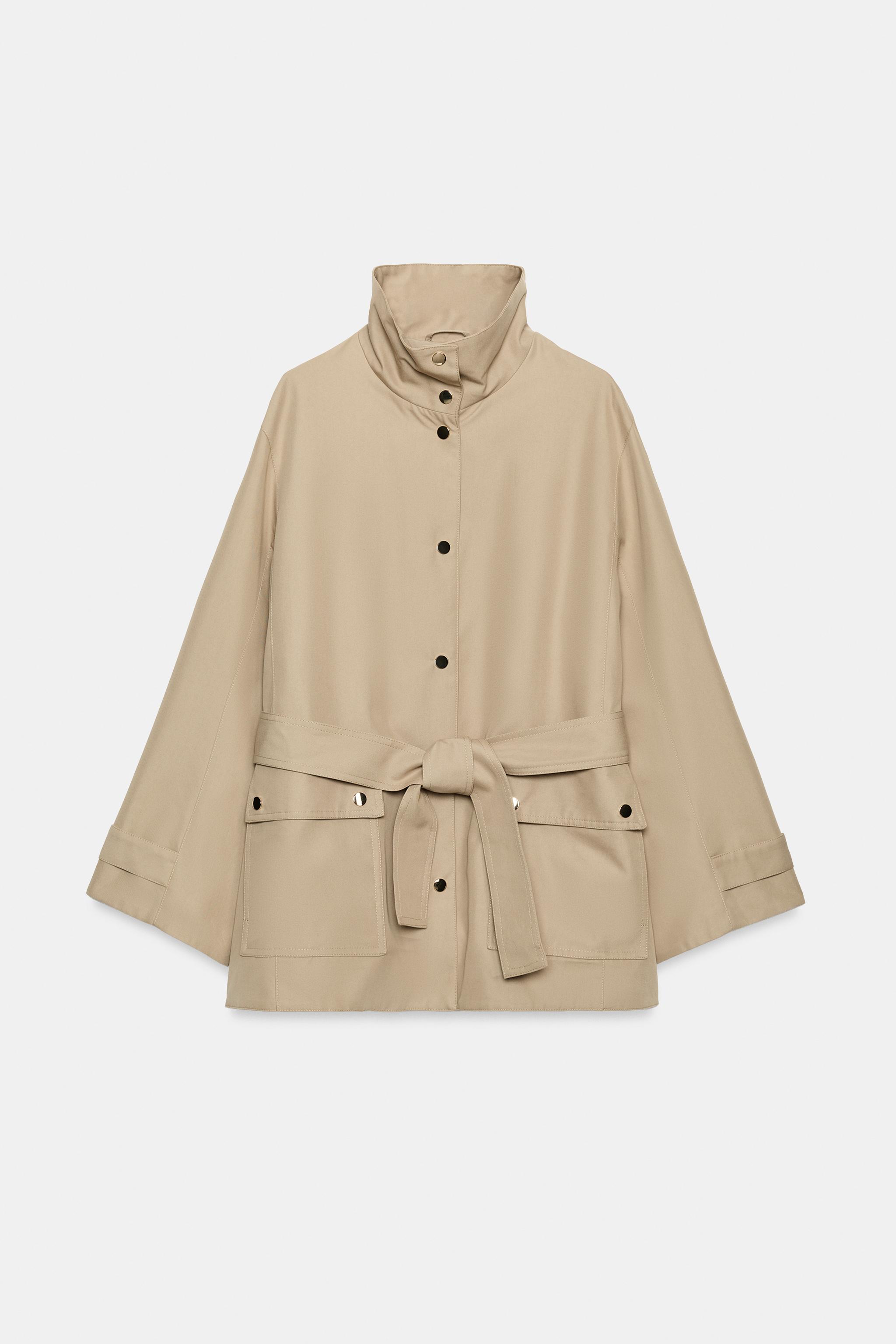 スタンドネック ベルト トレンチコート - ゴールデンブラウン | ZARA
