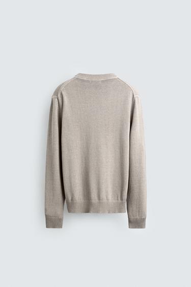 WASHED EFFECT TEXTURED SWEATER - Grey / Blue by Zara - Image 6