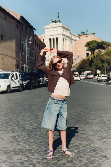 LONG DENIM BERMUDA SHORTS - Blue by Zara