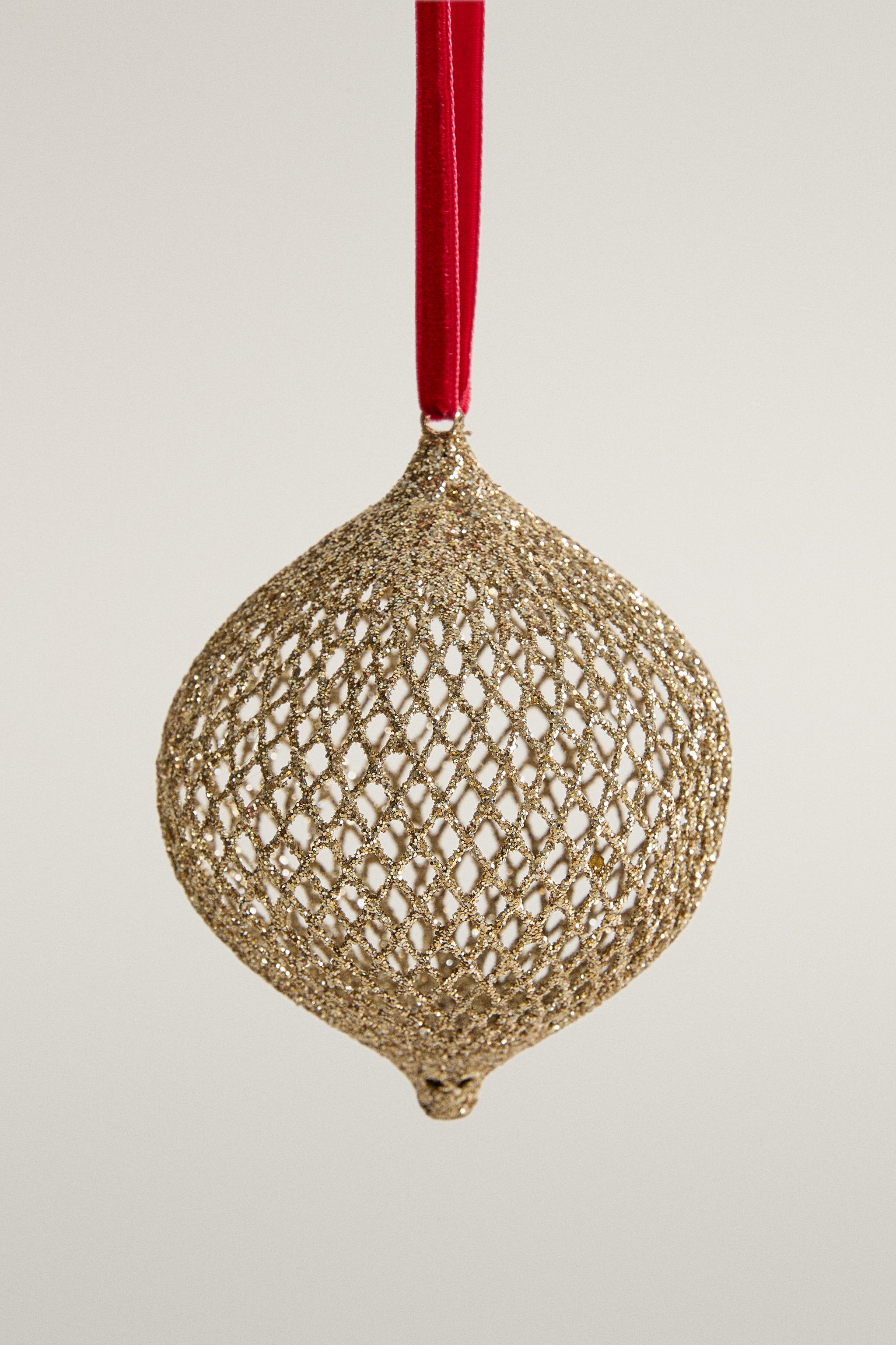 GLITTER MESH CHRISTMAS TREE DECORATION - Golden | ZARA Turkey