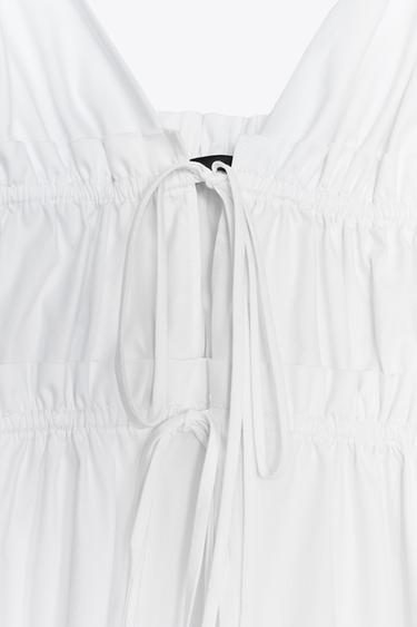 ROBE MIDI EN POPELINE À BRETELLES - Blanc de Zara - Image 8
