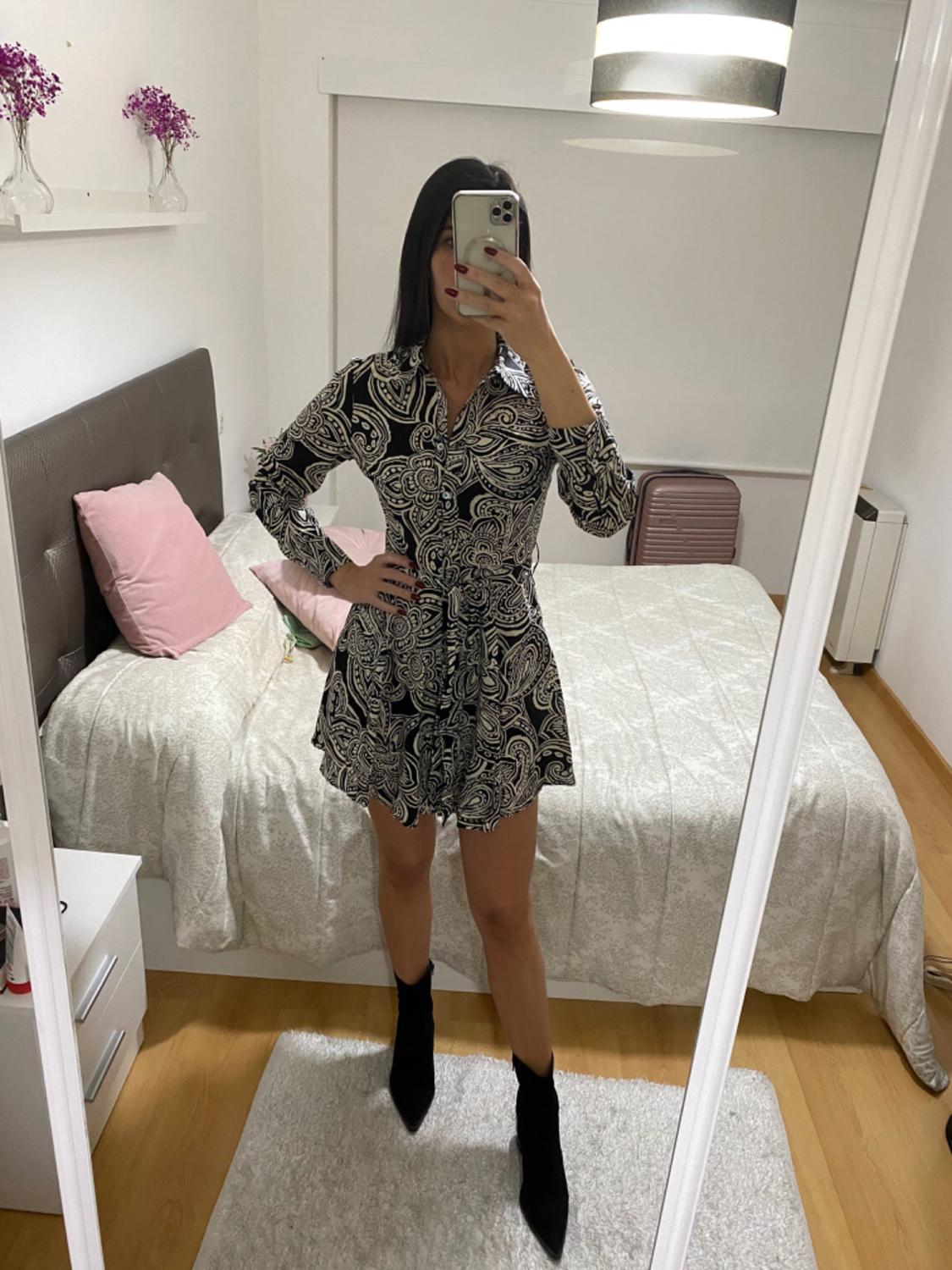 PRINTED DRESS WITH BELT - Image 4