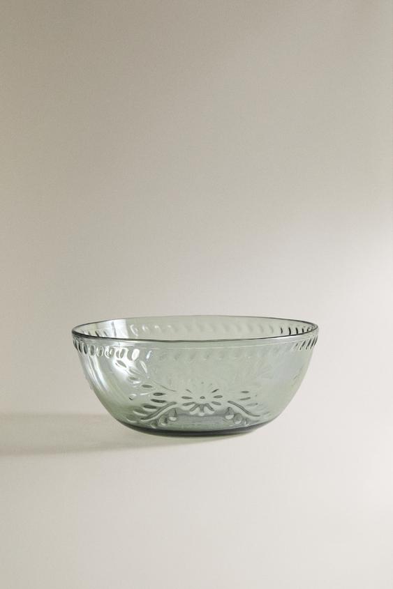 ACRYLIC FLORAL BOWL - Green / Blue by Zara - Image 0