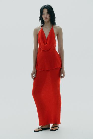 SAIA LONGA TEXTURADA - Vermelho-forte da Zara - Imagem 0