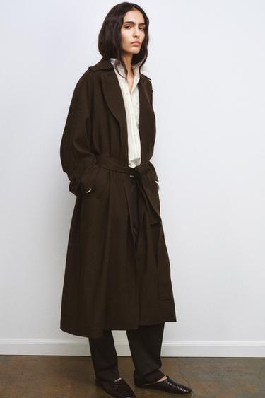 TRENCH FLUIDO LANA ZW COLLECTION LIMITED EDITION - Khaki de Zara