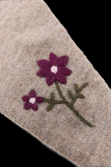 Zara KNIT FLORAL EMBROIDERED BANDANA - taupe brown