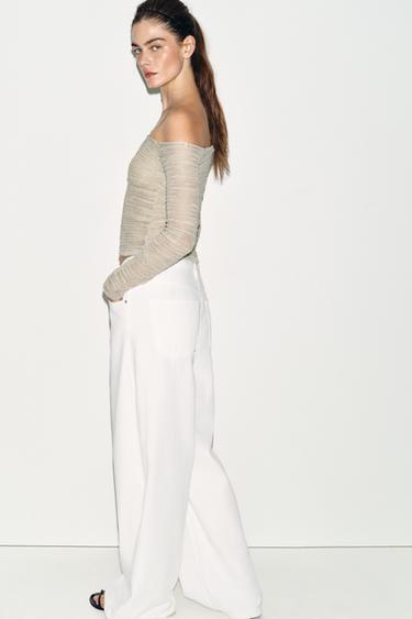 OFF-SHOULDER KNIT TOP - Sand / Marl by Zara - Image 6