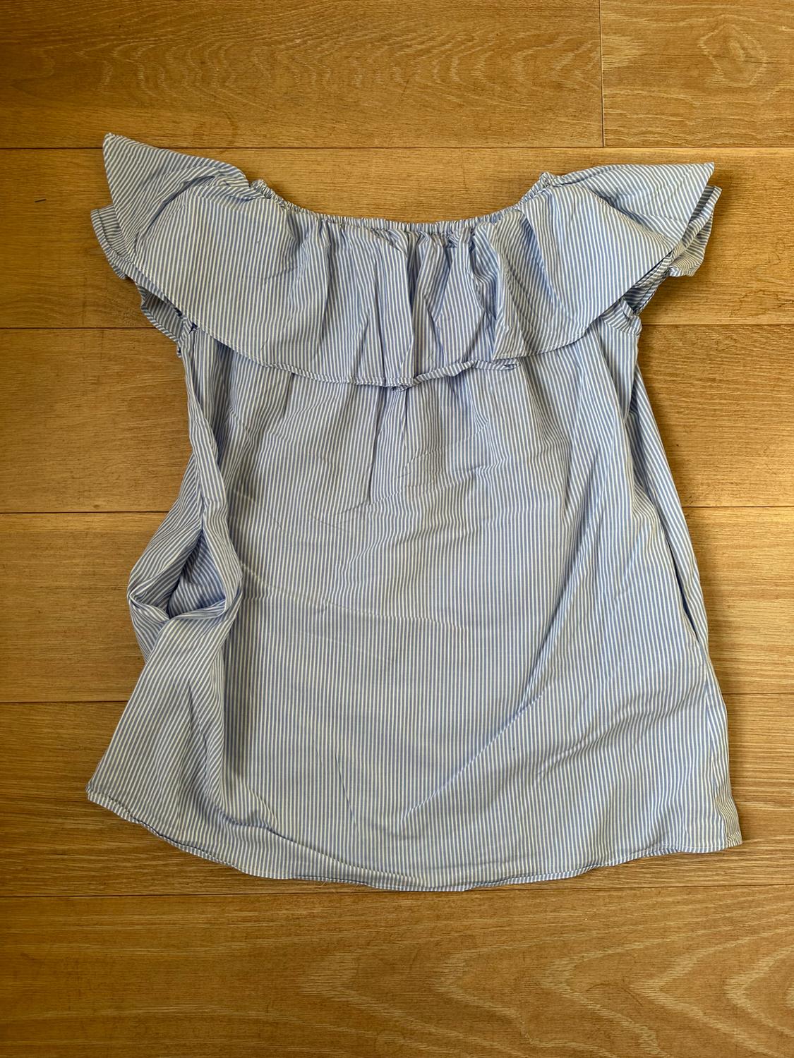 OFF SHOULDER STRIPE MINI DRESS WITH FRILL - Image 6