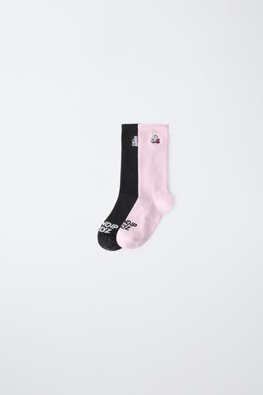 ZWEIERPACK LANGE SOCKEN MIT STICKEREI RIPNDIP © X ZARA KIDS - Schwarz von Zara - Bild 0