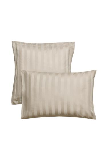 Zara STRIPED SATEEN PILLOWCASE (500 THREAD COUNT) - Light gray