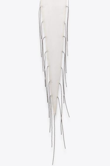 BEADED FRINGE SCARF - Ecru by Zara - Image 2