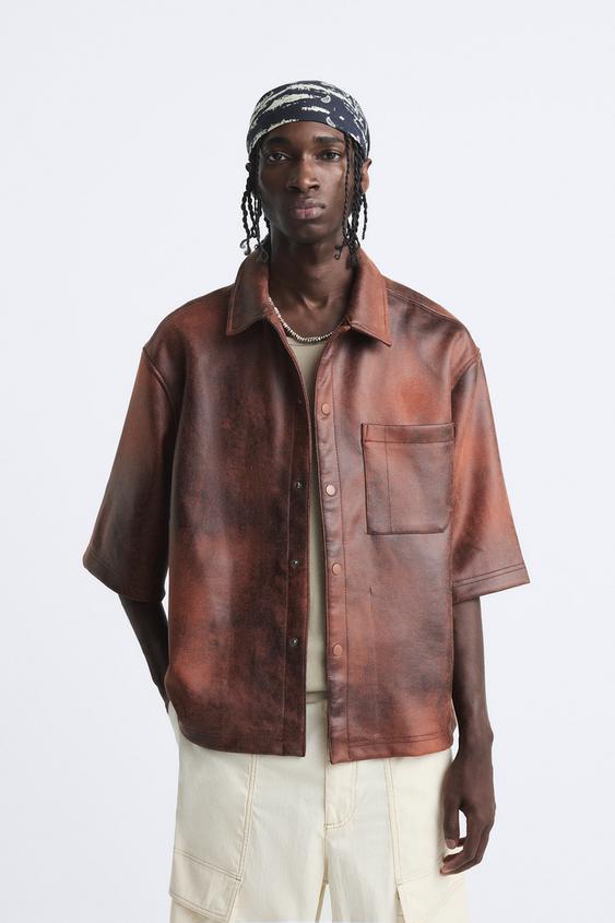 FAUX SUEDE OVERSHIRT - Stone