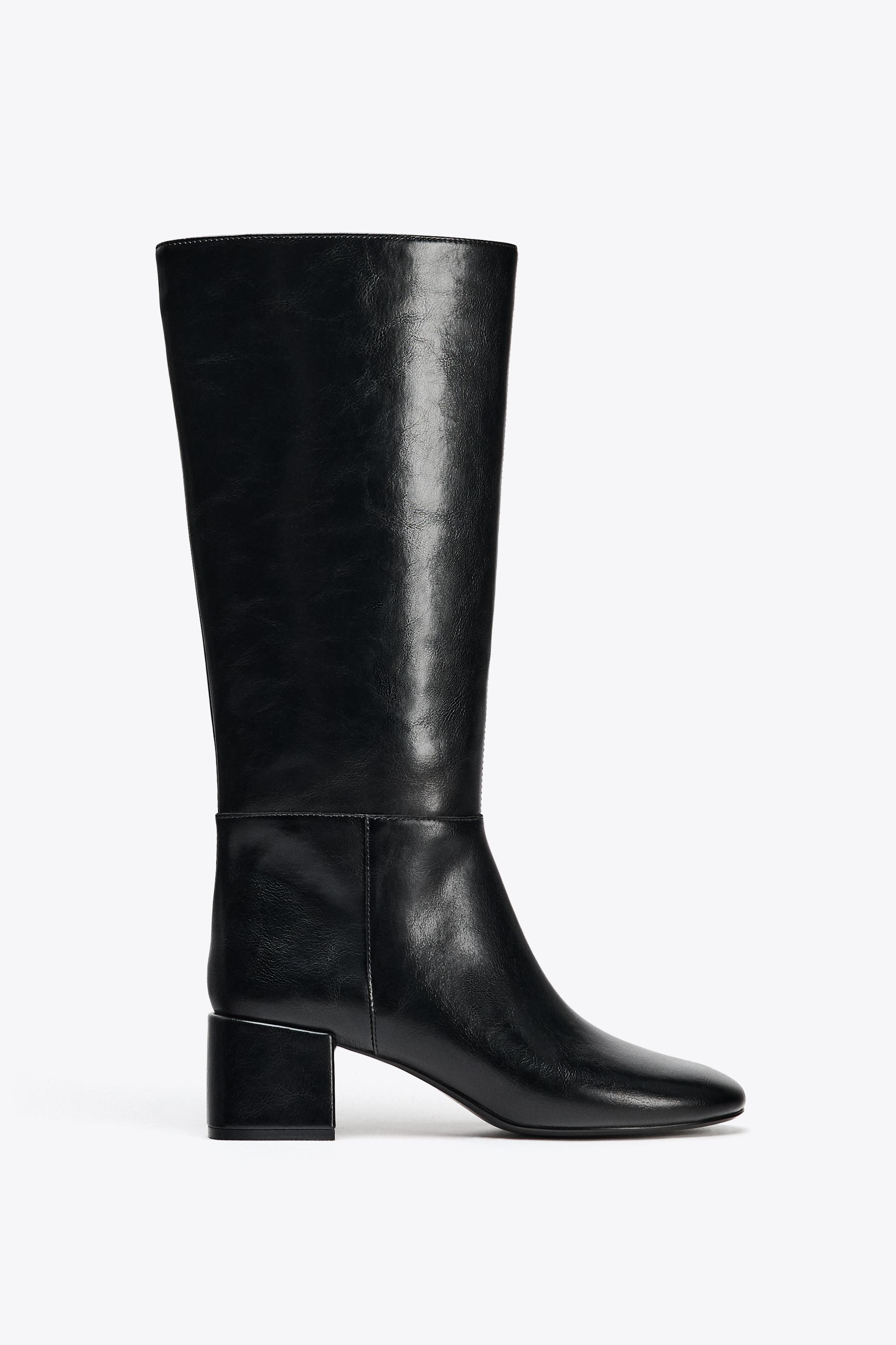 ステッチ入りブロックヒールブーツ - ブラック | ZARA Japan / 日本