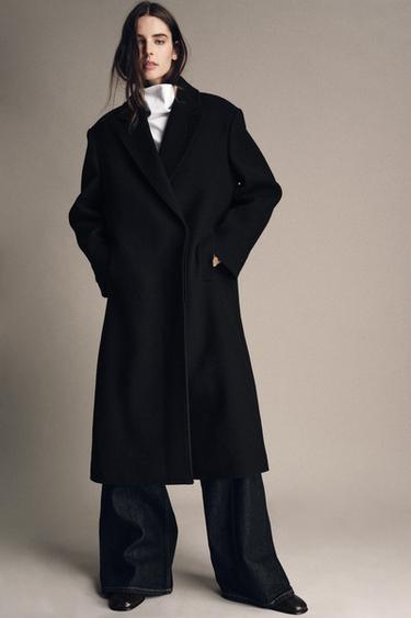 Zara WOOL BLEND COAT ZW COLLECTION - Black