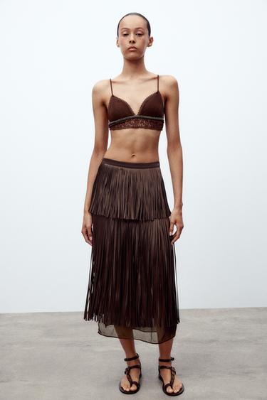 WILDLEDER-BH 100 % MIT SPITZE - Schwarz / Braun von Zara - Bild 0