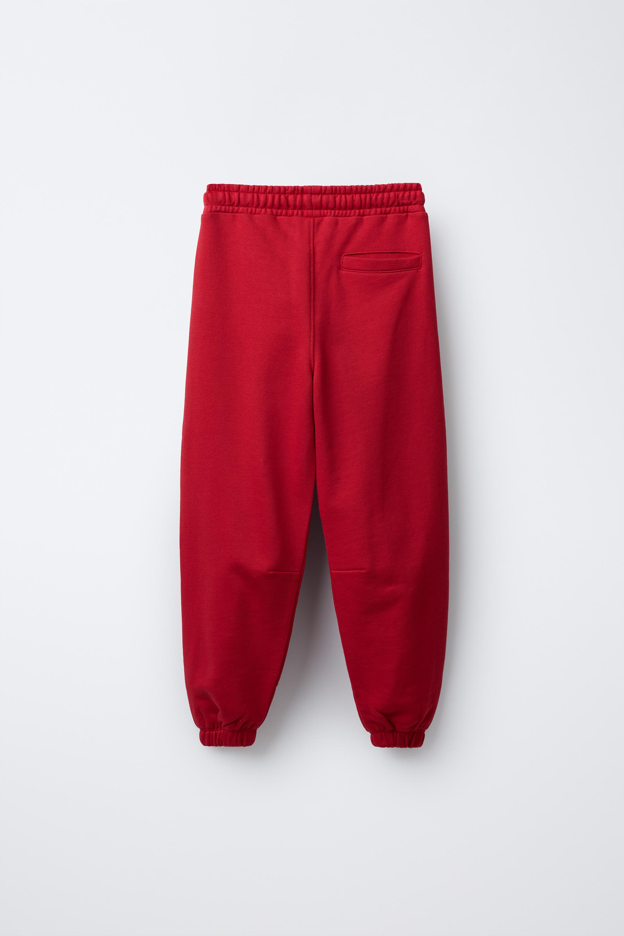 PLUSH JOGGING PANTS WITH LABEL - Red | ZARA Mexico