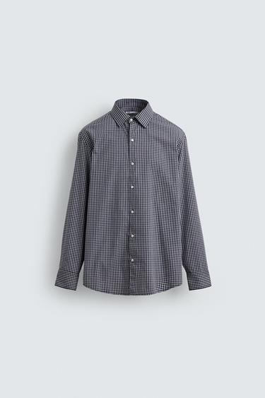 CAMISA ESTRUCTURA CUADROS - Marino de Zara - Imagen 0