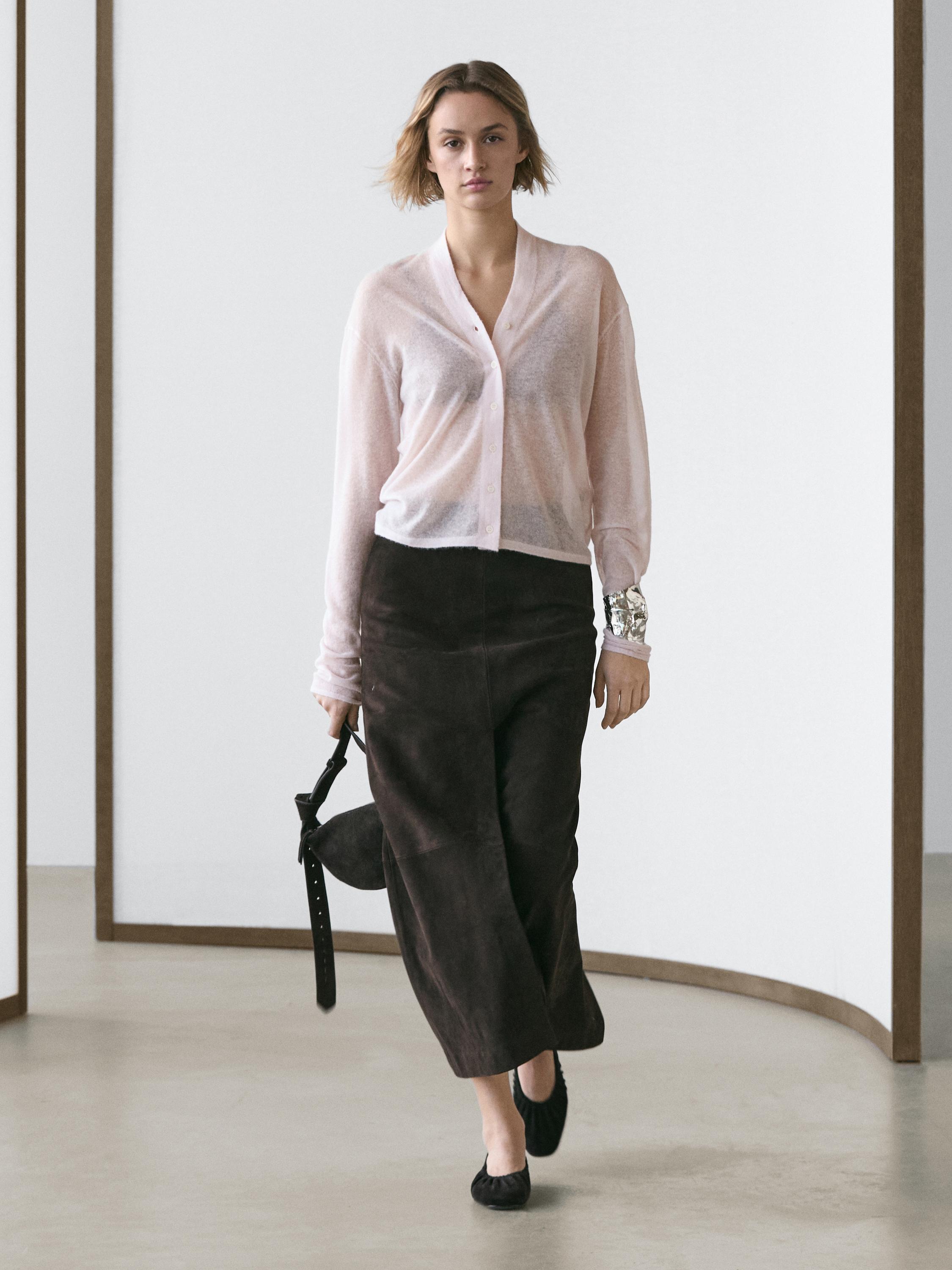 Wool blend knit cardigan