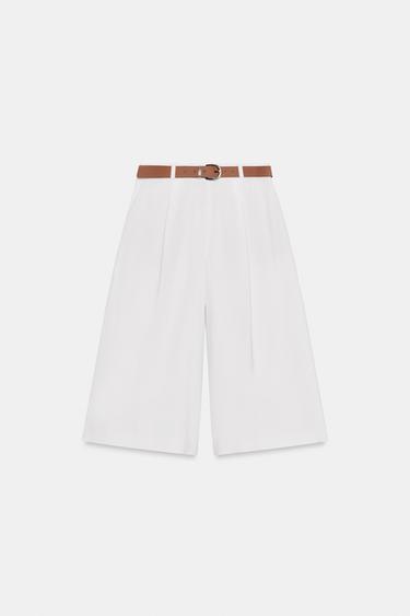 BERMUDA LONG AVEC CEINTURE - Blanc cassé de Zara - Image 6