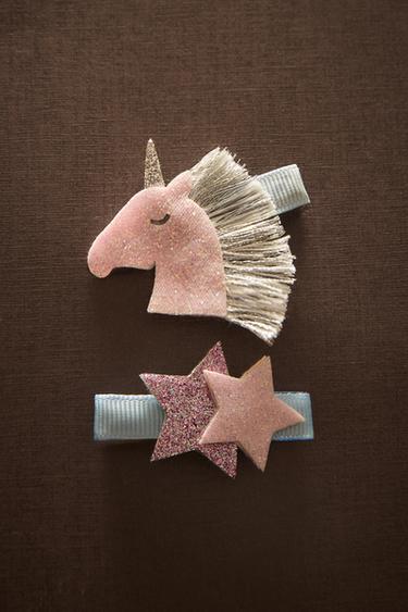 CHILDREN'S PONY AND STARS CLIP (SET OF 2) - Multicoloured by Zara