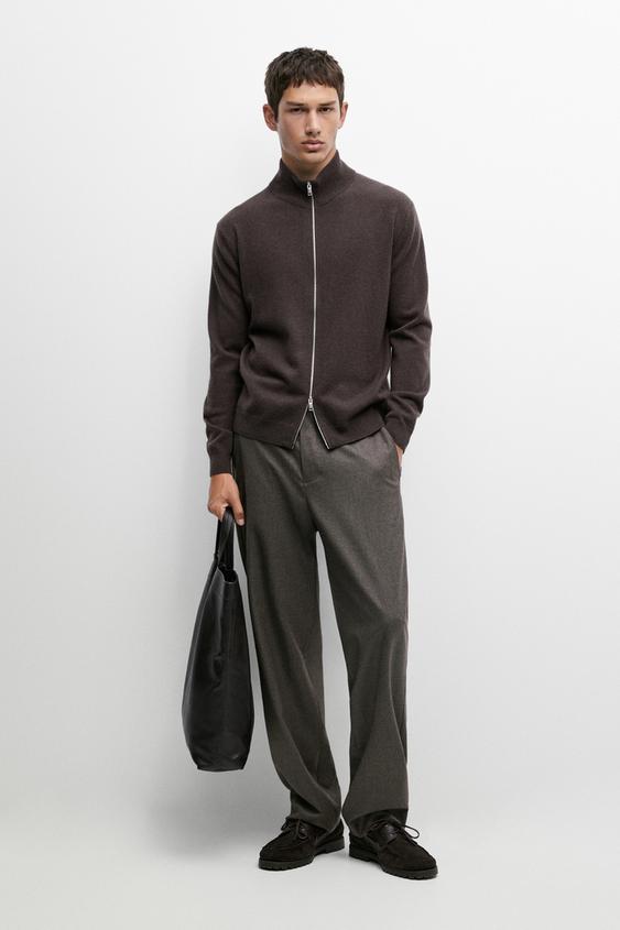 Zara Wool blend zip-detail cardigan - Light whiskey - Image 0