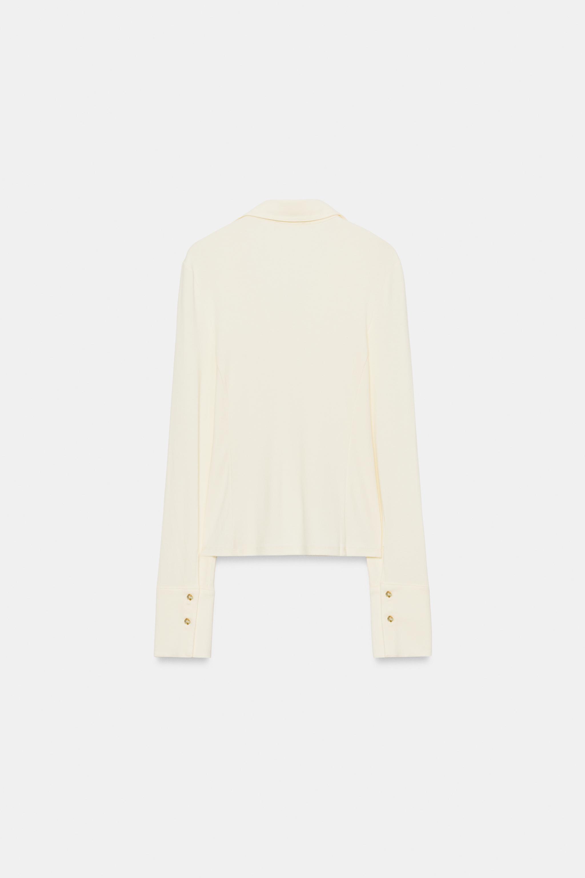 Женские футболки Zara POLO COLLAR T-SHIRT — фото 7