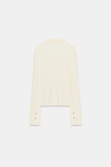 T-SHIRT COL POLO - Écru de Zara - Image 6