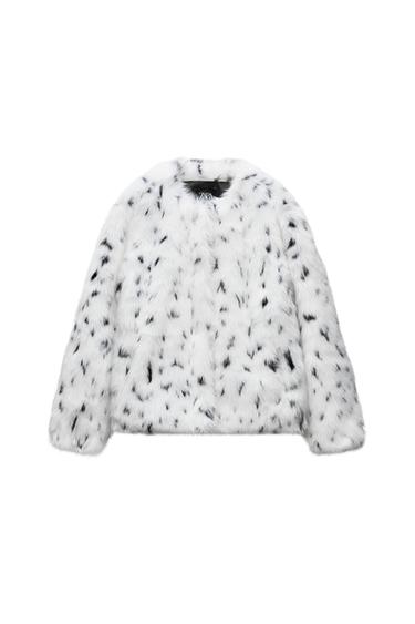 ANIMAL PRINT FAUX FUR SHORT COAT