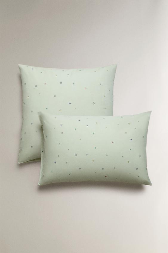 FRONHA DE TRAVESSEIRO INFANTIL ALGODÃO ESTRELAS - Verde-claro da Zara - Imagem 0