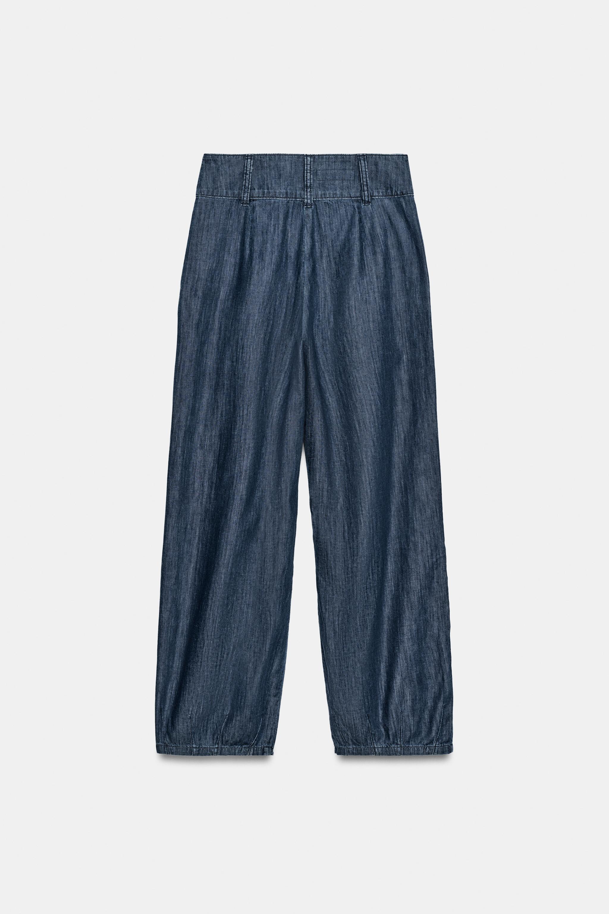 Женские брюки Zara PLEATED BARREL PANTS — фото 6
