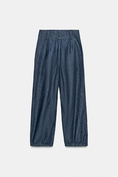 PANTALON À PINCES BARREL - Bleu de Zara - Image 5