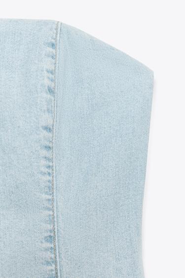 TRF BANDEAU DENIM DRESS - Light blue by Zara - Image 6