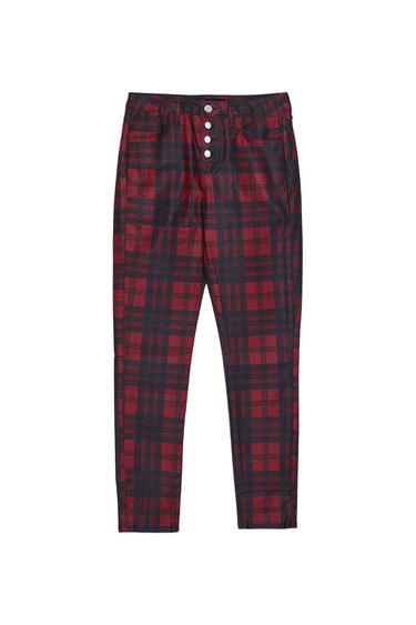 CHECK SKINNY TROUSERS