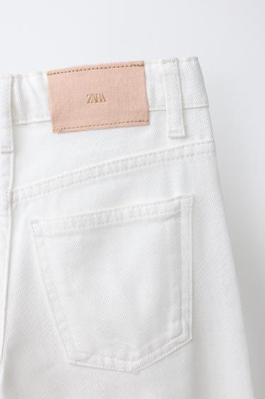 WIDE-LEG JEANS WITH CROCHET FLOWERS - White by Zara - Image 3