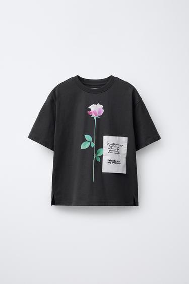 تيشيرت صورة باليه - رمادي أنثراسايت by Zara