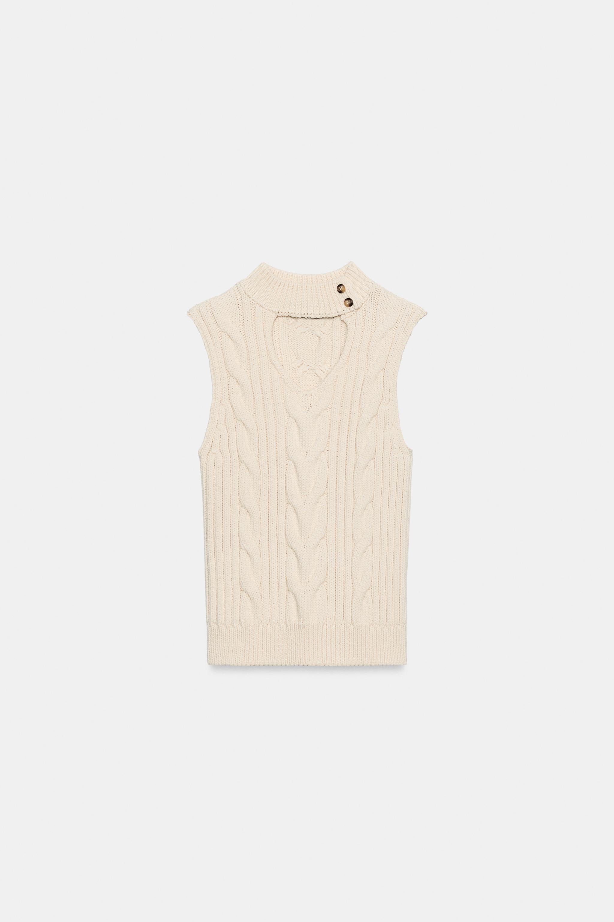 CABLE KNIT CUTOUT TOP