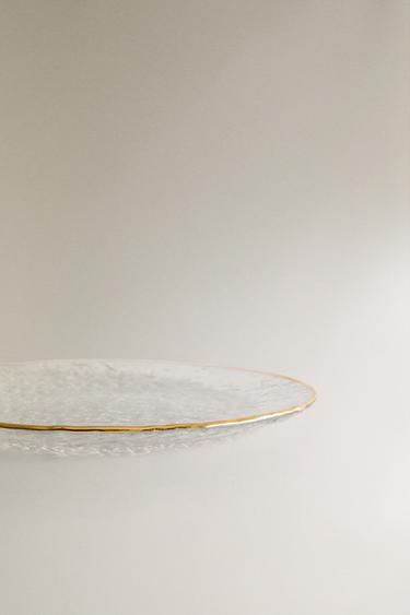 ASSIETTE À PAIN VERRE RELIEF BORD DORÉ - Transparent de Zara - Image 3