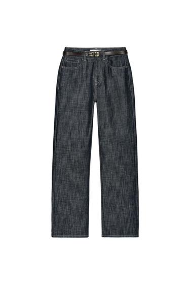 Z1975 HIGH-WAISTED STRAIGHT LEG SLIM FIT BELTED JEANS