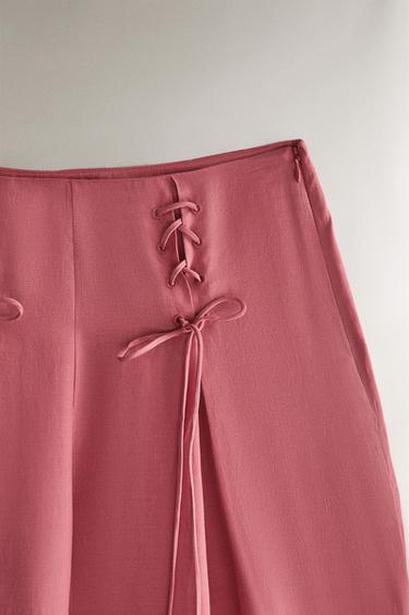 PLEATED TROUSERS WITH BOWS - Pink by Zara - Image 1