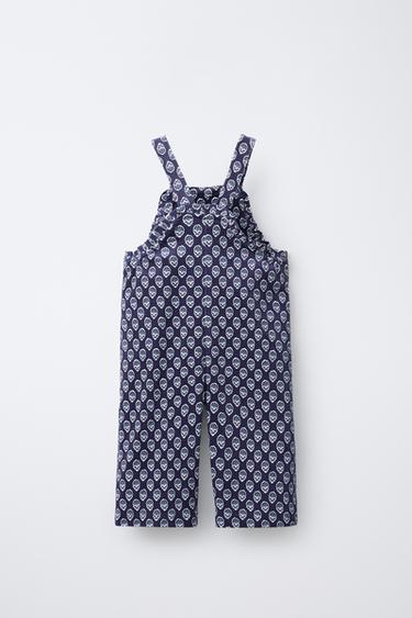SALOPETTE LONGUE EN VELOURS CÔTELÉ IMPRIMÉ FLEURS - Bleu de Zara - Image 1