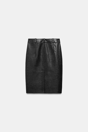 FALDA COCO PIEL ZW COLLECTION LIMITED EDITION - Negro de Zara