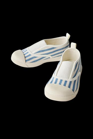 STRIPED COTTON PLIMSOLLS - Blue by Zara