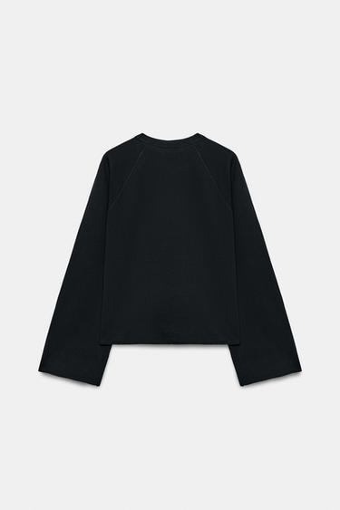 T-SHIRT À MANCHES LONGUES RAGLAN - Noir de Zara - Image 6