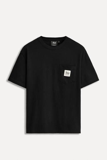 Zara 50TH ANNIVERSARY POCKET PATCH T-SHIRT - Black